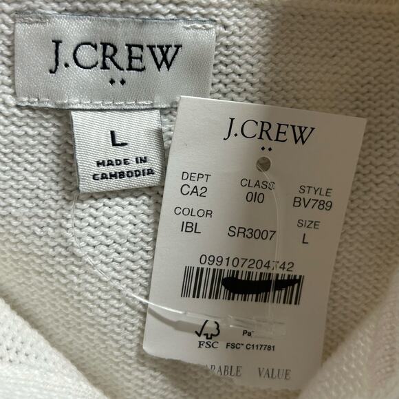 J. Crew Factory Women's Quarter Zip Pearl Zipper Striped Sweater L Large New - Picture 8 of 9